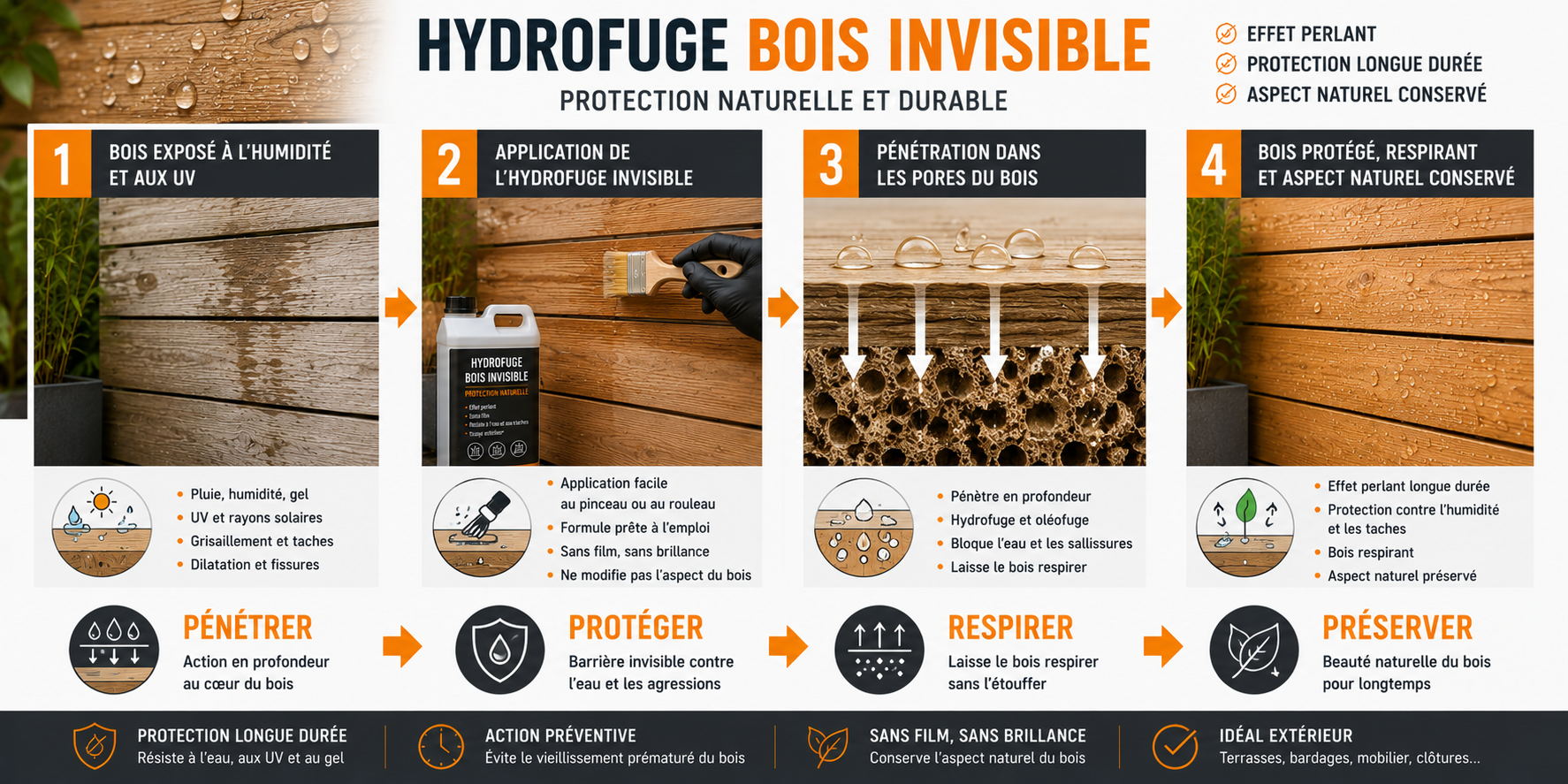 application hydrofuge bois invisible bardage volet meuble extérieur
