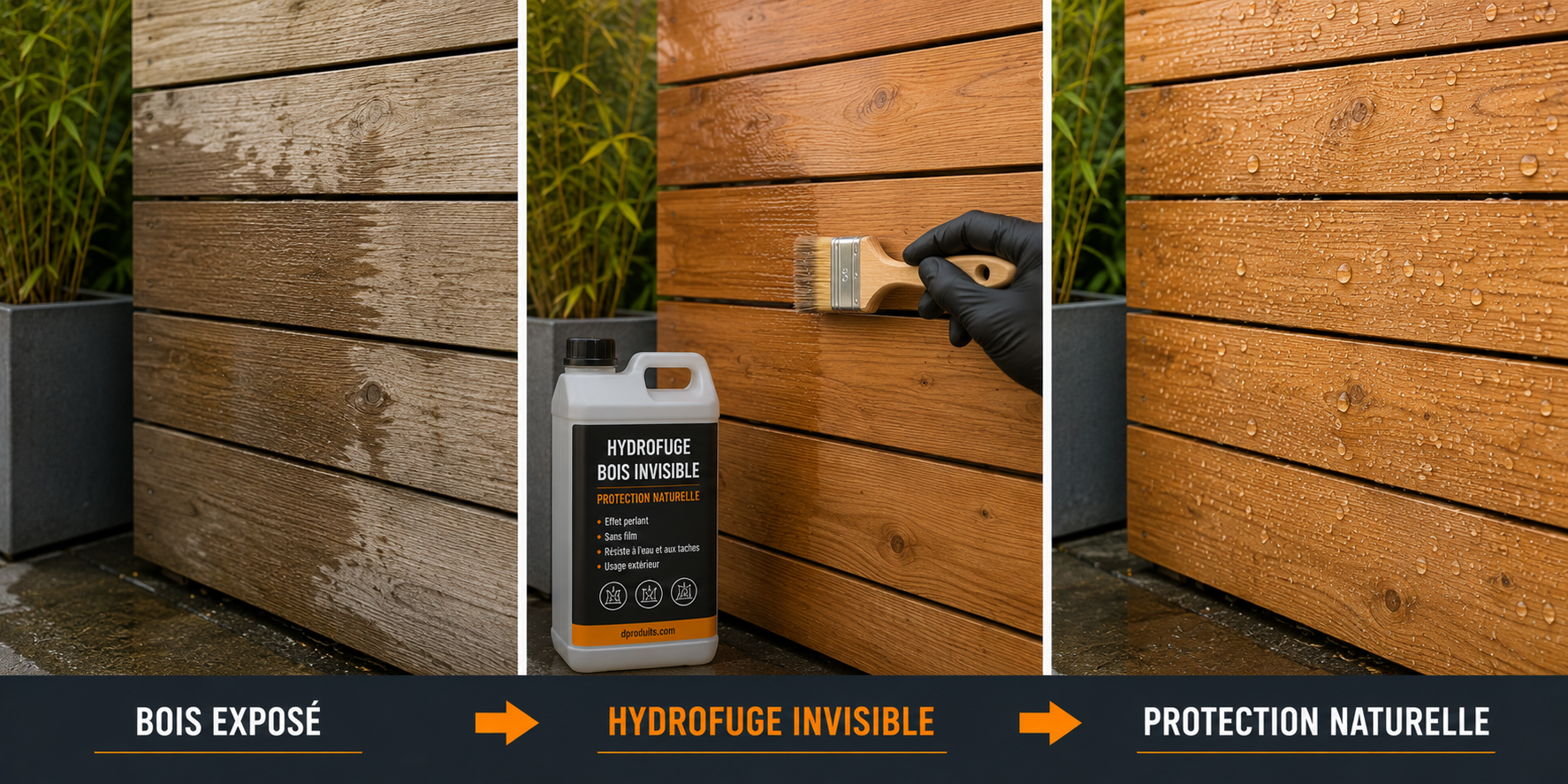 avant après hydrofuge bois invisible protection bois extérieur