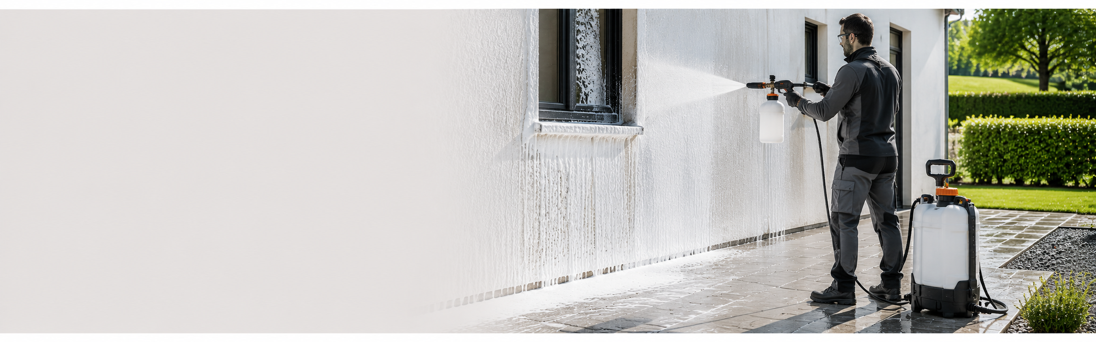 Pulvérisateur mousseur professionnel application mousse active façade terrasse