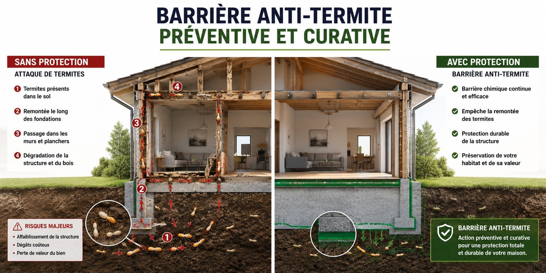 Traitement anti termite sols murs fondations barri&egrave;re anti termite