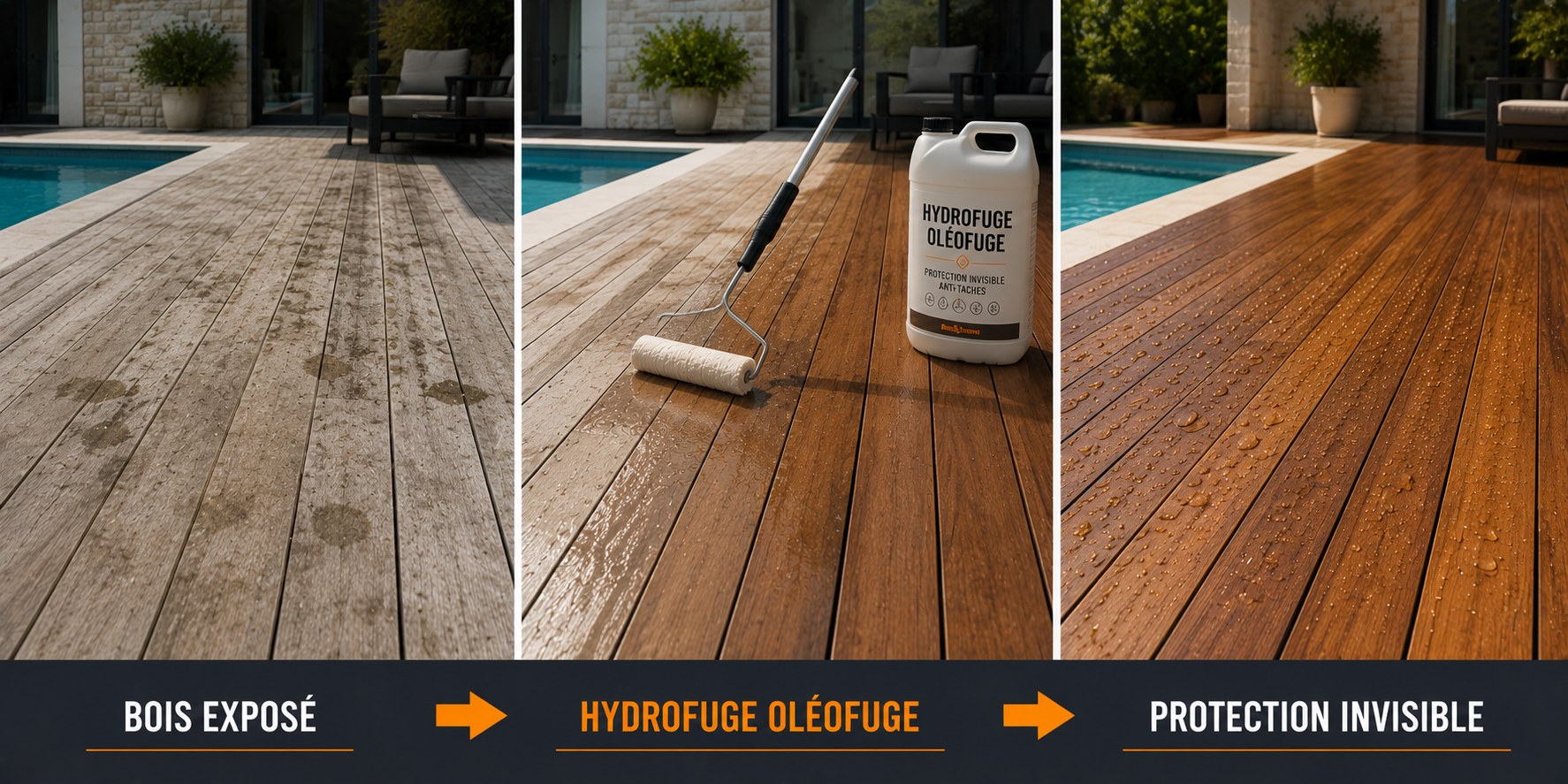 avant après hydrofuge oléofuge teck bois tropicaux terrasse