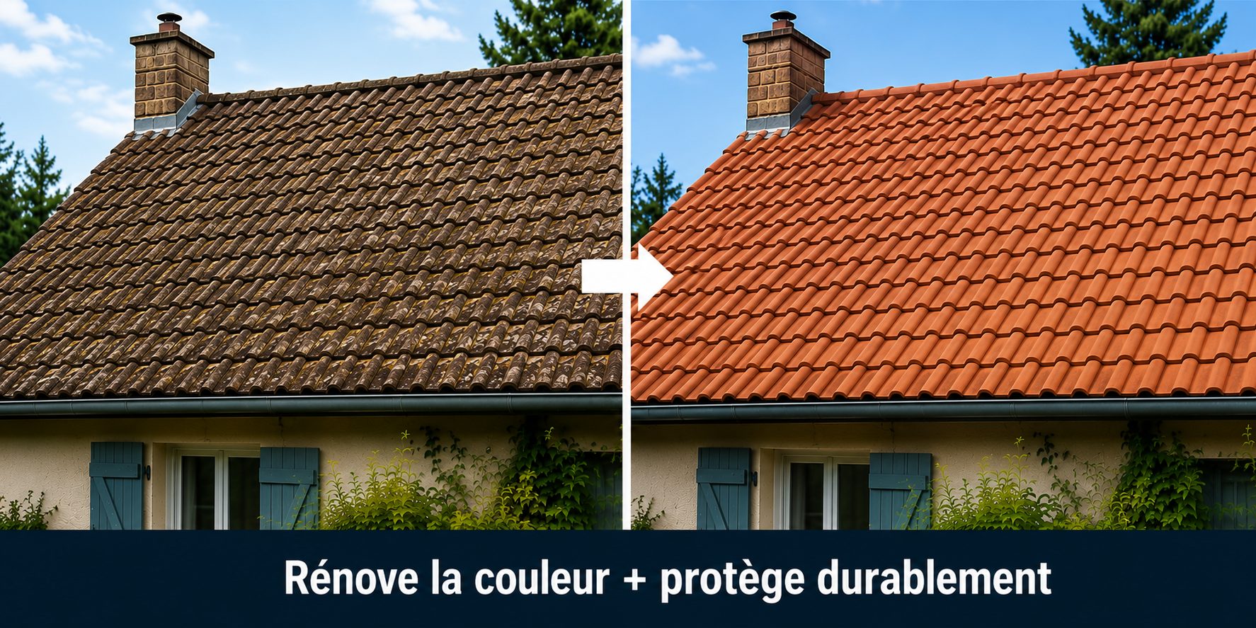 Avant après hydrofuge coloré toiture