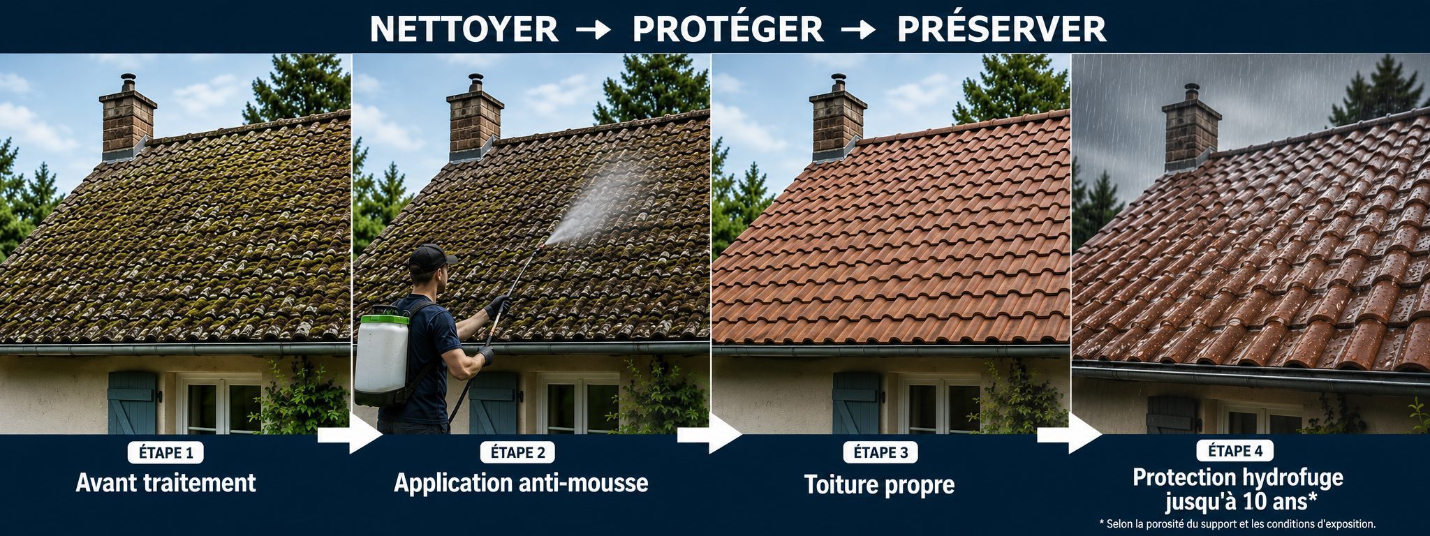 Nettoyer prot&eacute;ger pr&eacute;server toiture fa&ccedil;ade
