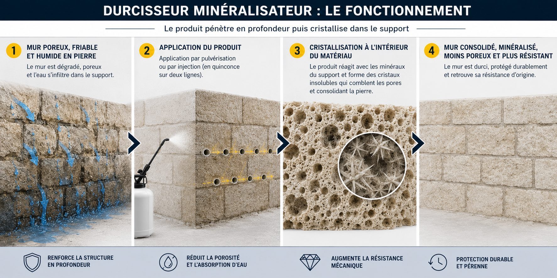 Schéma fonctionnement durcisseur minéralisateur cristallisation support